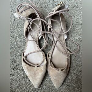 Vince Camuto Tan Flats with Pointed Toe and Suede Finish